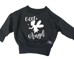 Mikoo Kids dziewczęca bluza czarna LITTLE ANGEL