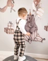 MoMo Kids komplet chłopięcy body z muchą + szelki + spodnie w brązową kratę #2