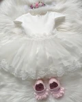 LuLu Design sukienka na Chrzest Święty Rozalia ecru z tiulem