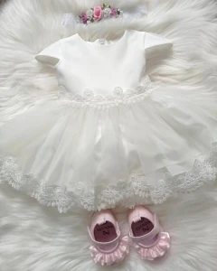 LuLu Design sukienka na Chrzest Święty Rozalia ecru z tiulem