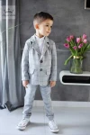 Royal Kids 2-częściowy garnitur marynarka + spodnie szara krata II rozmiar 92/98-152/158