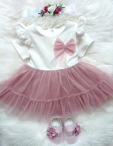 LuLu Design sukienka z tiulem brudny róż rozmiar 68-128