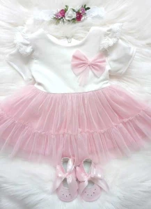 LuLu Design sukienka z tiulem jasny róż rozmiar 68-128